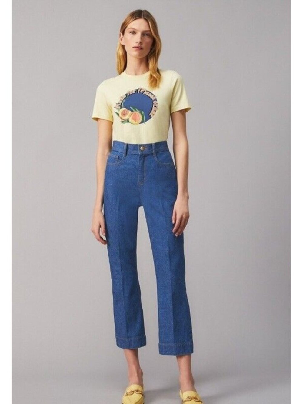 $298 Tory Burch Denim Dark Wash High Rise Flare Jeans Pants Designer Size 26